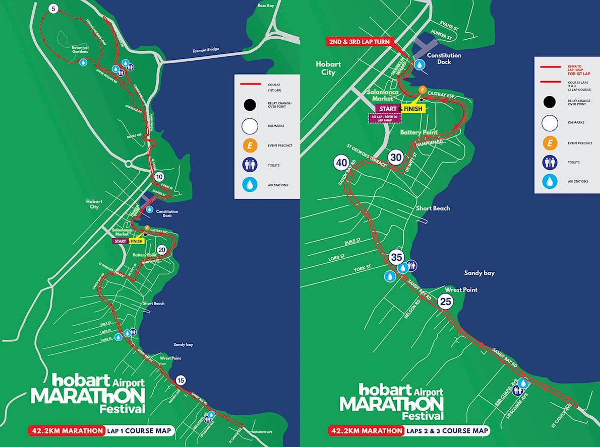 Hobart Airport Marathon Festival 路线图