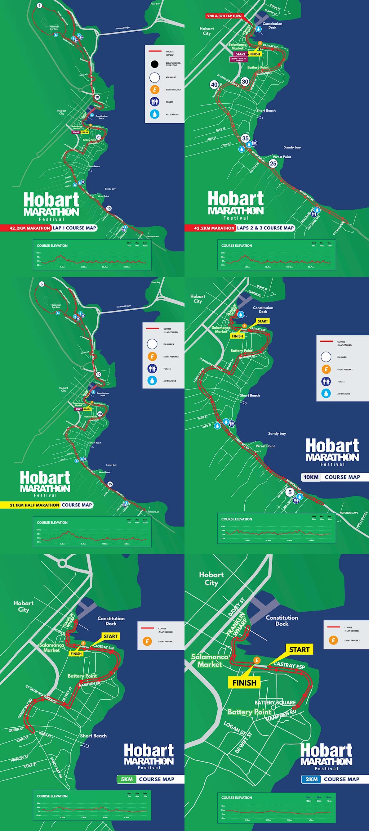 Hobart Marathon Festival Routenkarte