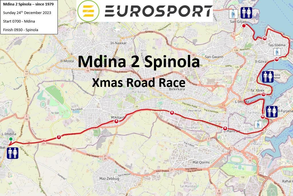 Eurosport Mdina 2 Spinola Xmas Road Race MAPA DEL RECORRIDO DE