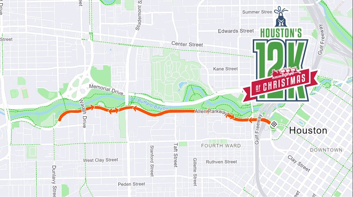 Houston's 12k of Christmas Route Map