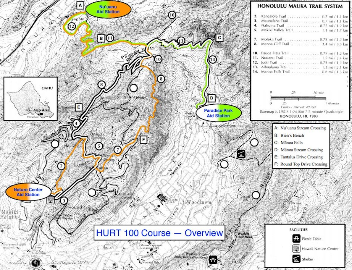 H.U.R.T. 100 Mile Endurance Run 路线图