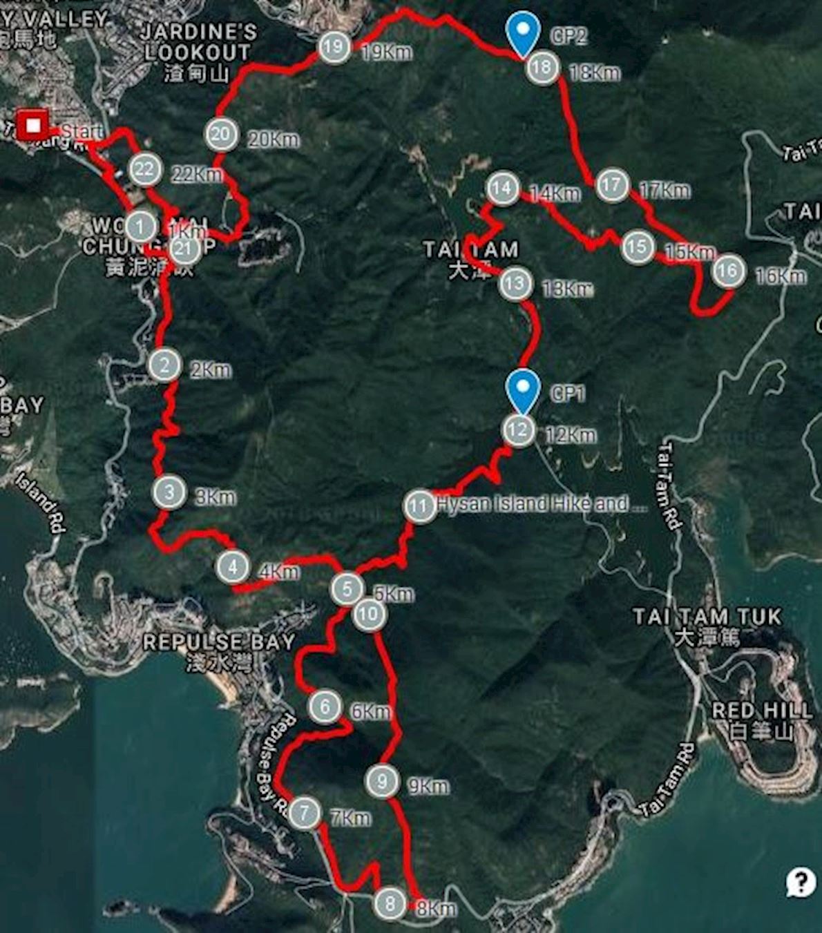 Hysan Healthy Hike & Run Race MAPA DEL RECORRIDO DE