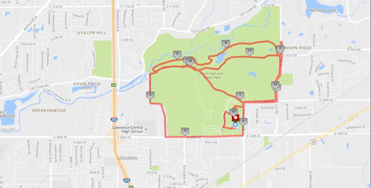 Indy Half Marathon at Fort B.en Route Map