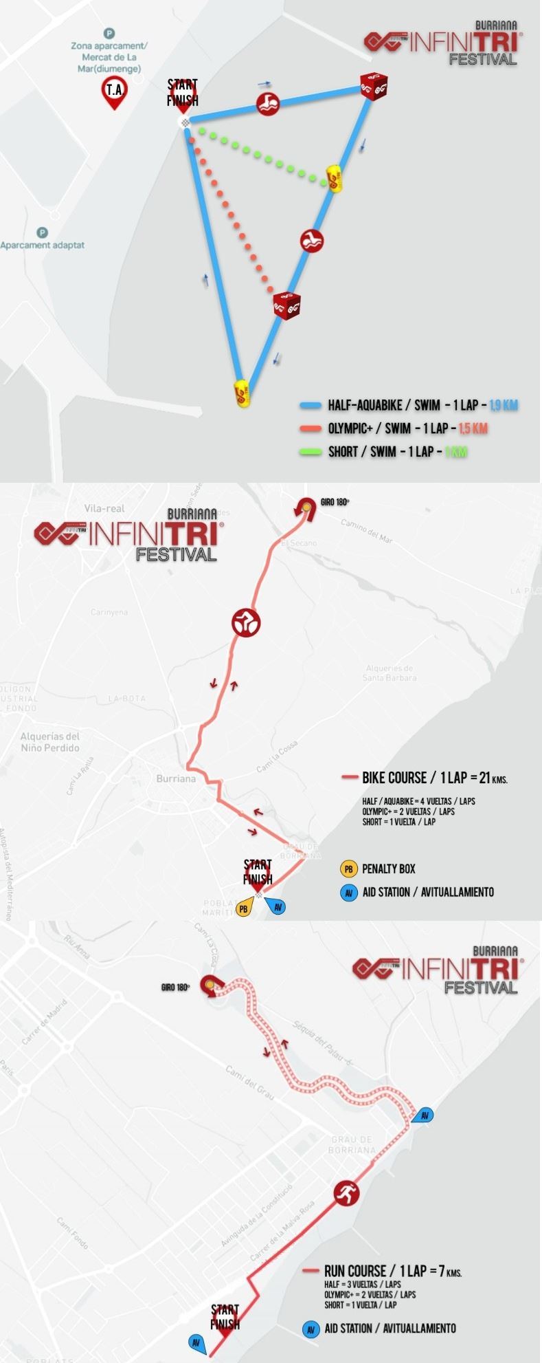 Infinitri Burriana Triathlon Festival Routenkarte