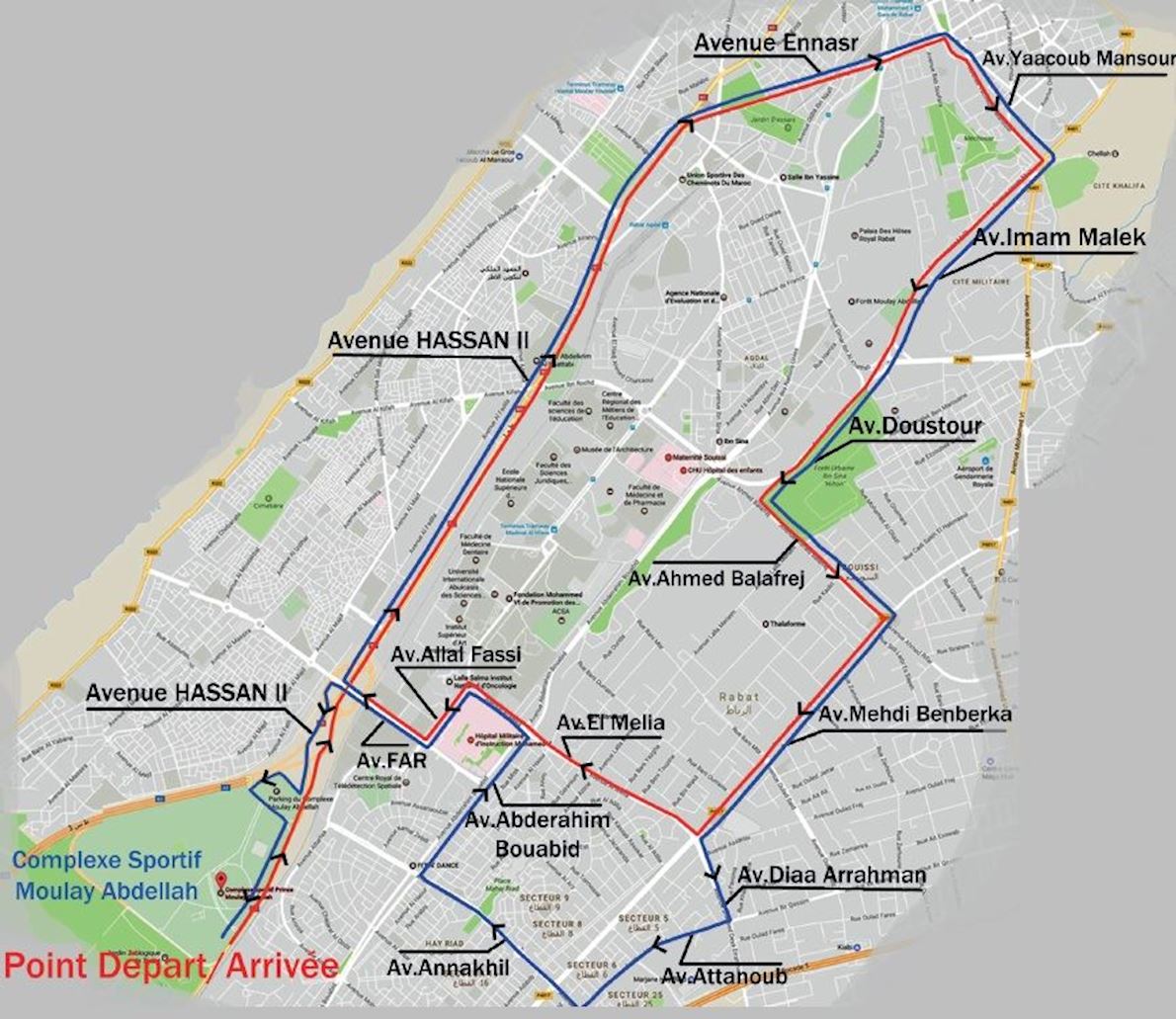 Marathon International de Rabat Route Map