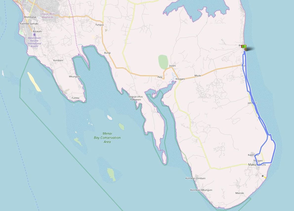 Int'l Marathon Zanzibar SE-Coast MAPA DEL RECORRIDO DE