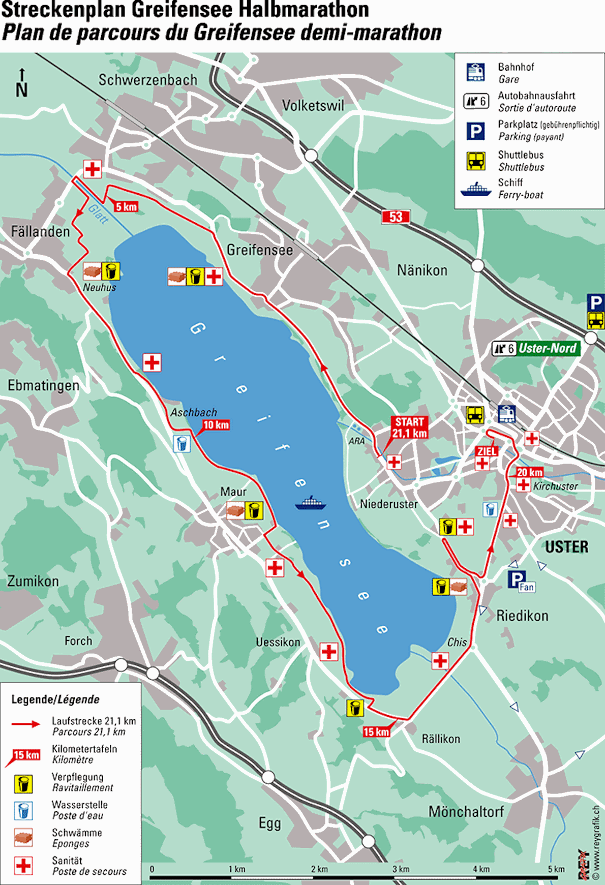 Greifenseelauf MAPA DEL RECORRIDO DE