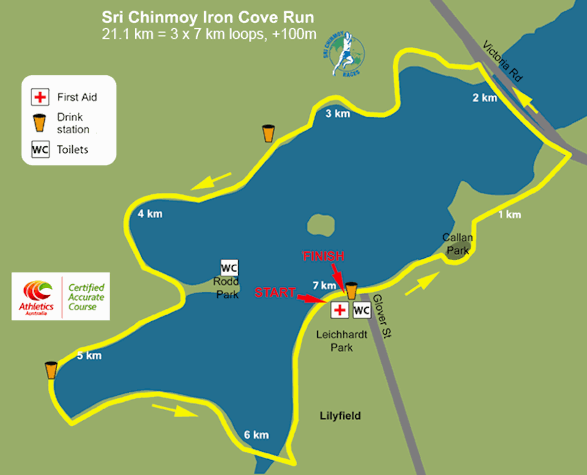 Iron Cove Half-Marathon Mappa del percorso