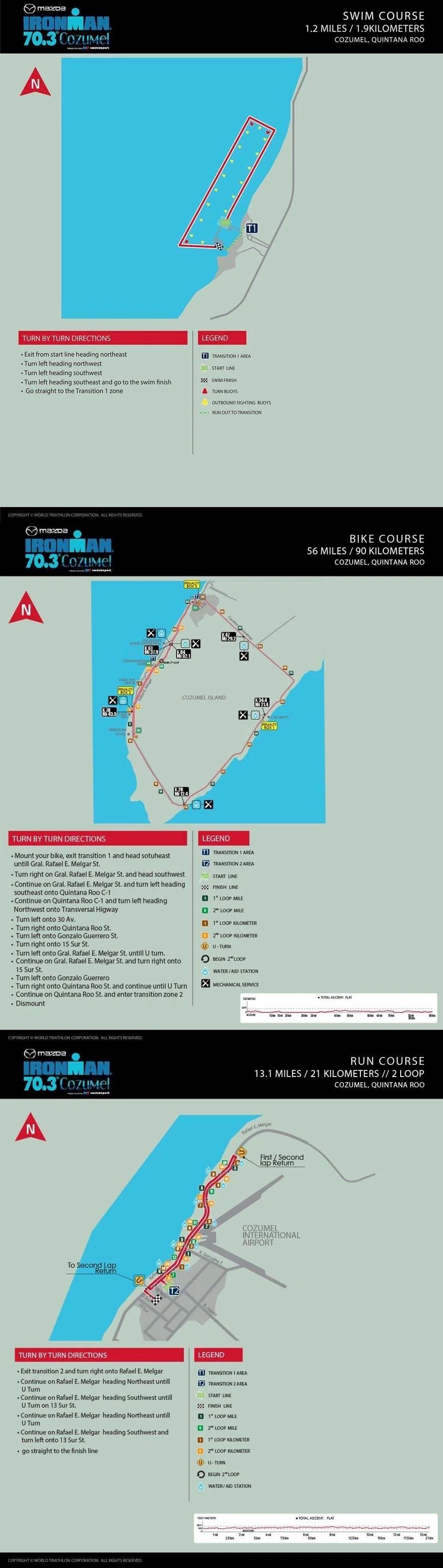 Ironman 70.3 Cozumel Route Map