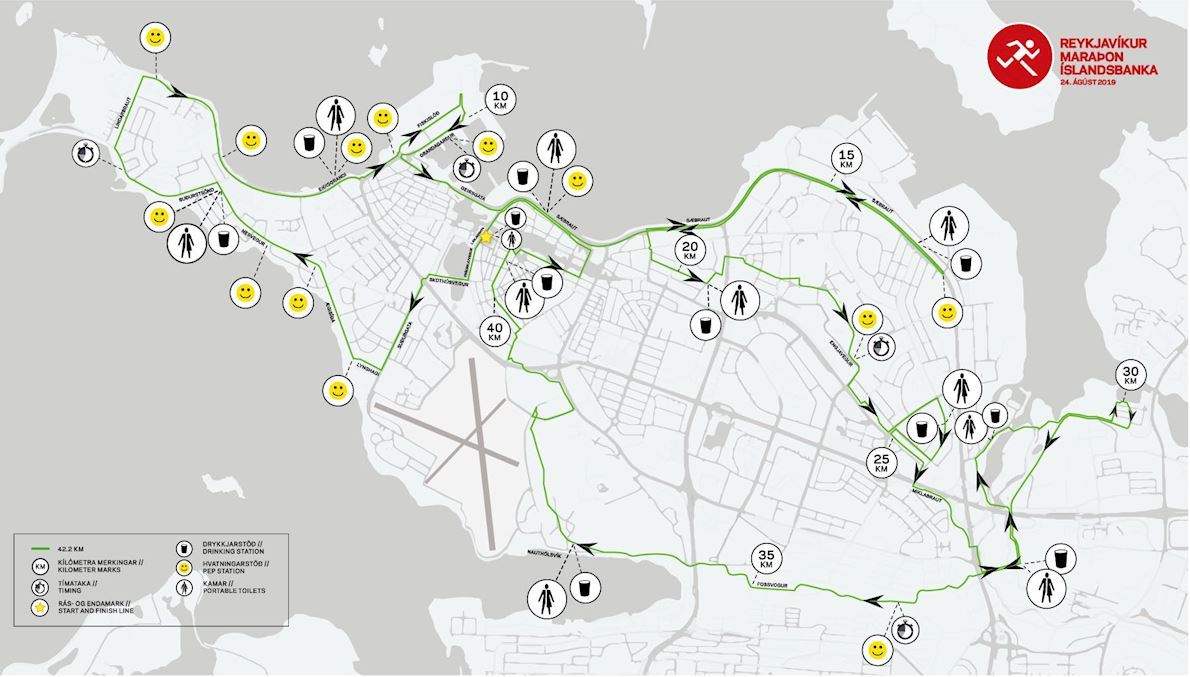 Islandsbanki Reykjavik Marathon Routenkarte