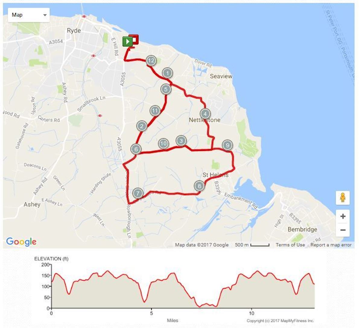 Isle of Wight Half Marathon Routenkarte