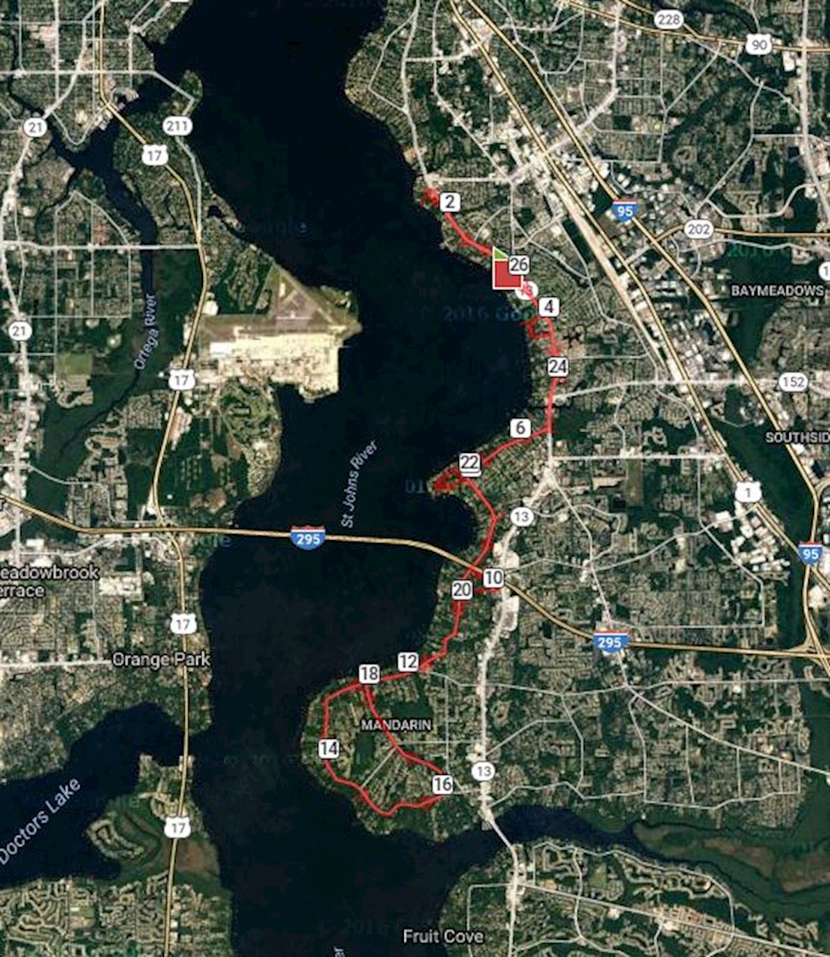 Jacksonville Marathon Route Map