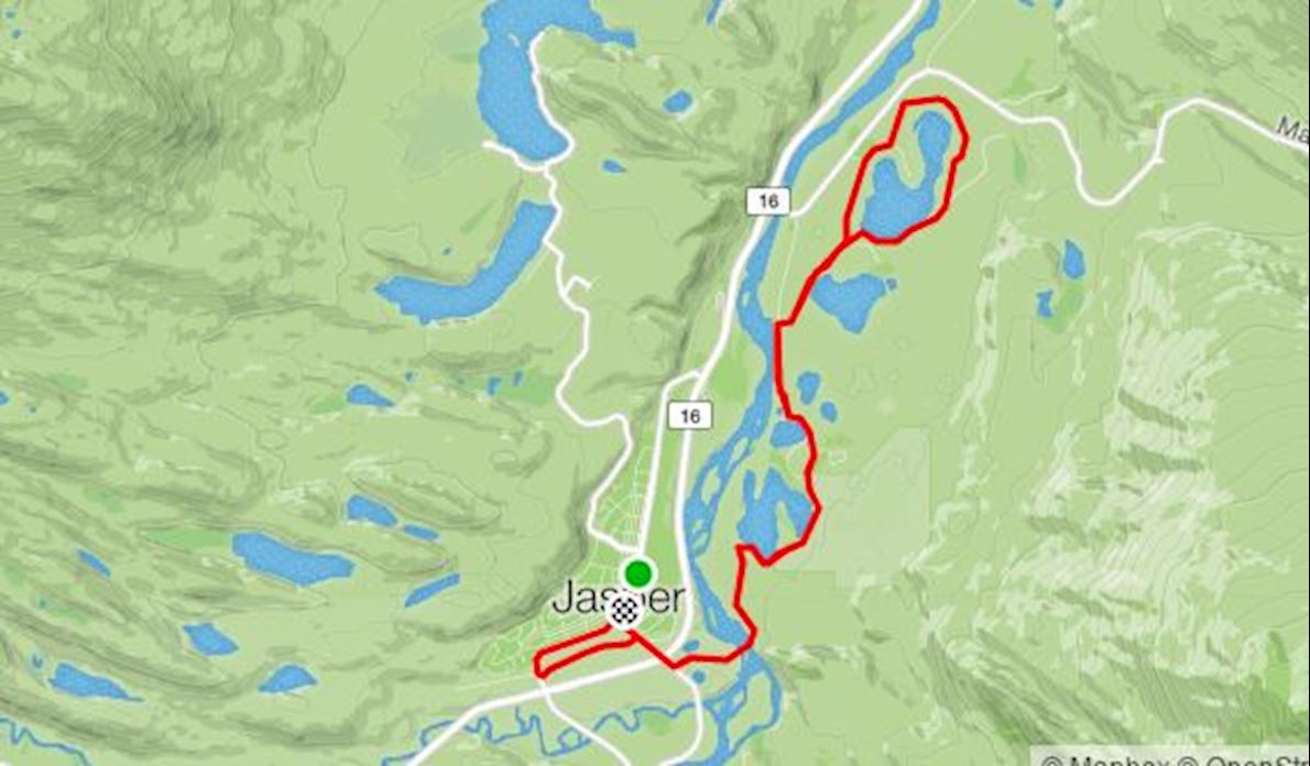 Jasper Canadian Rockies Half Marathon MAPA DEL RECORRIDO DE