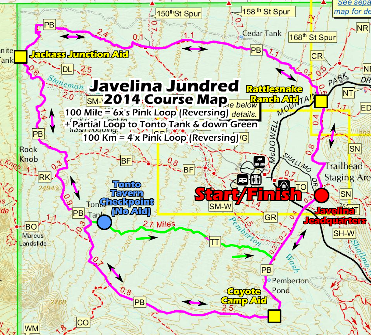 Javelina Jundred 100 Mile Endurance Run Route Map