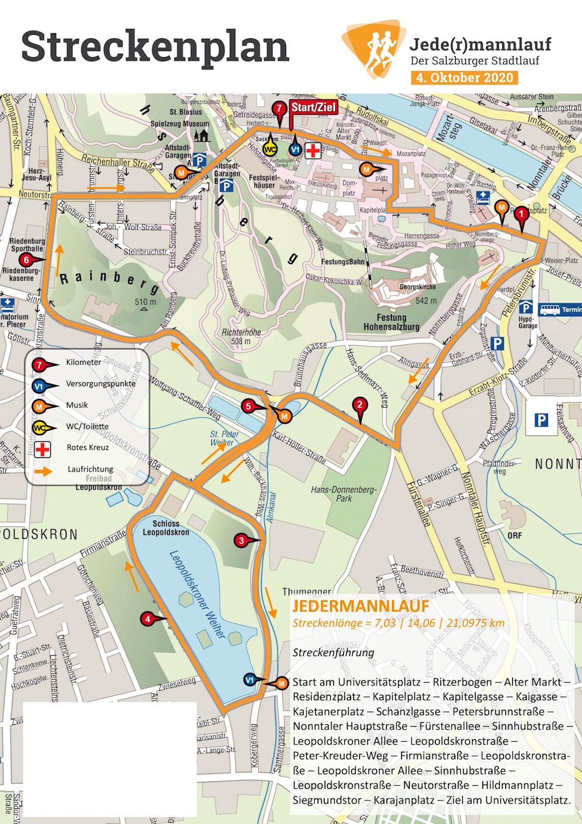 Jedermannlauf Salzburg Mappa del percorso