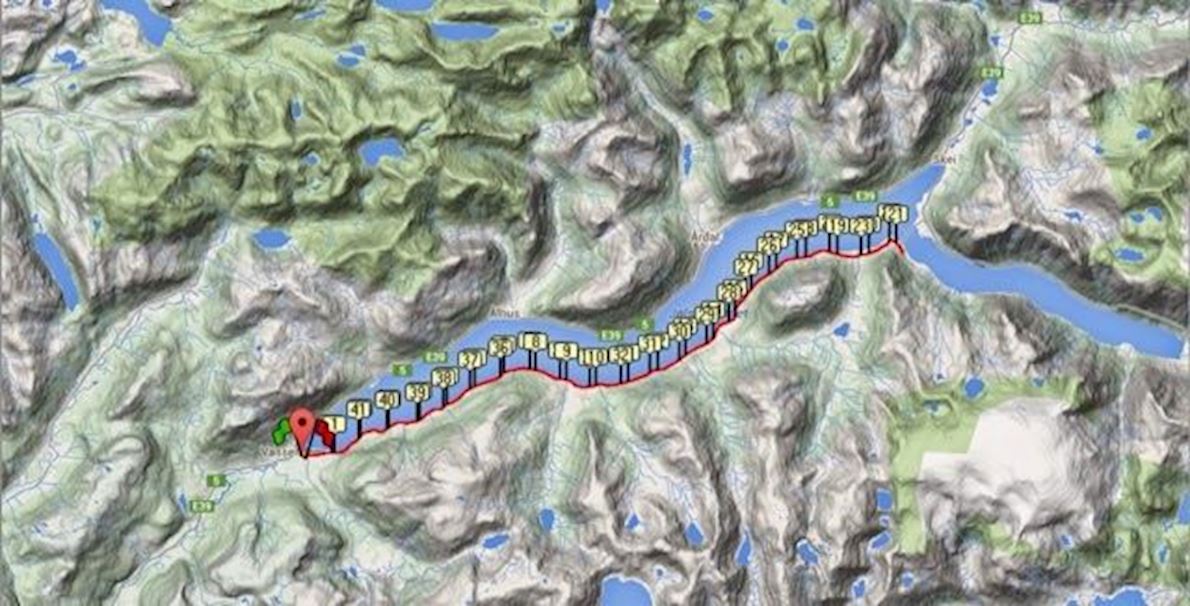 Jølster Maraton Mappa del percorso