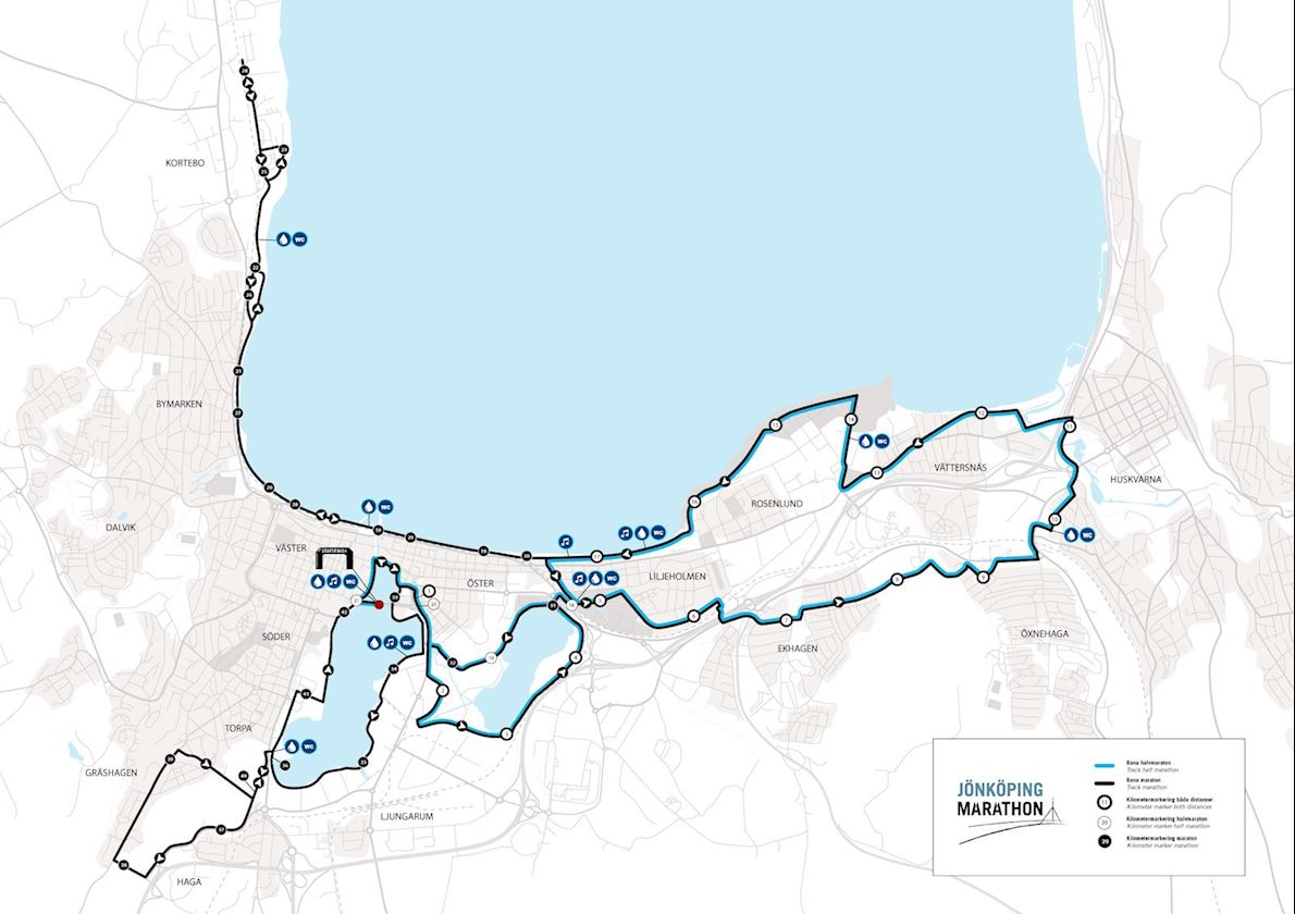 Jönköping Marathon & Half Marathon  Route Map