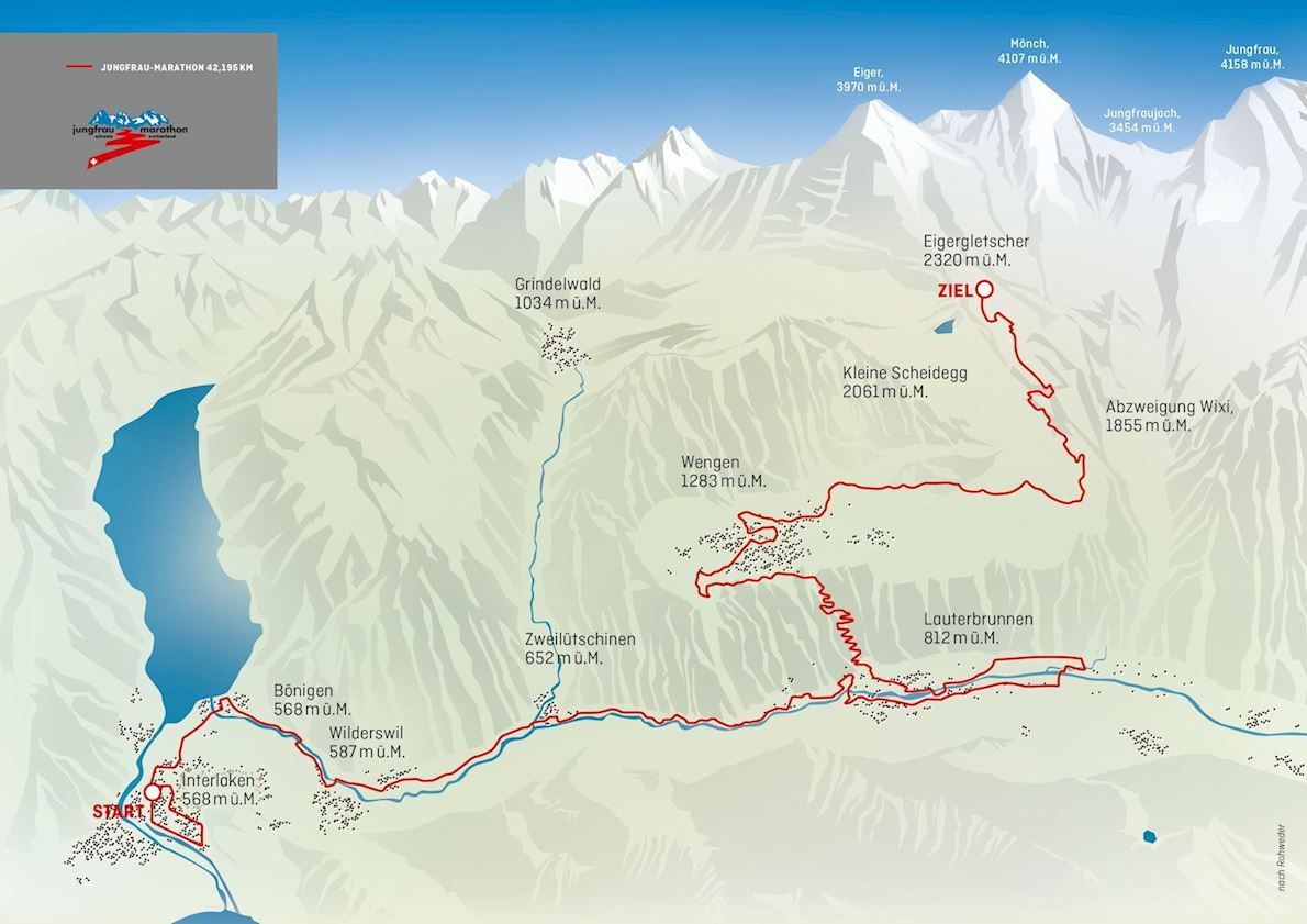 Jungfrau-Marathon Routenkarte