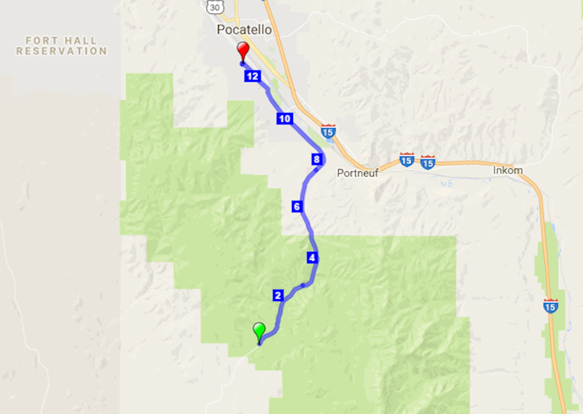 Just Cuz Half Marathon, Pocatello Route Map