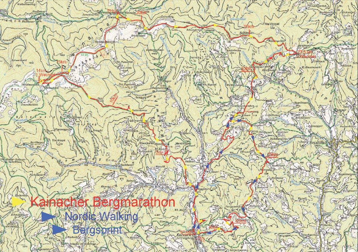 Kainach Bergmarathon MAPA DEL RECORRIDO DE