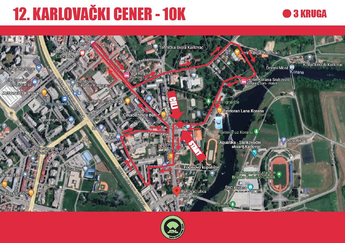 Karlovački cener -  10K WA ROAD LABEL RACE Mappa del percorso