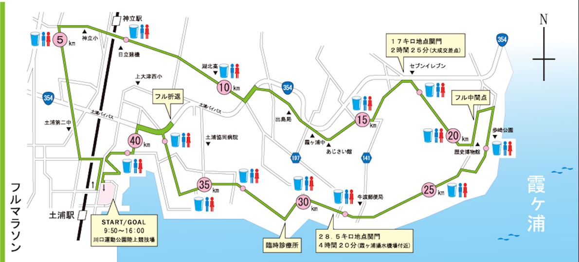 Kasumigaura Marathon MAPA DEL RECORRIDO DE