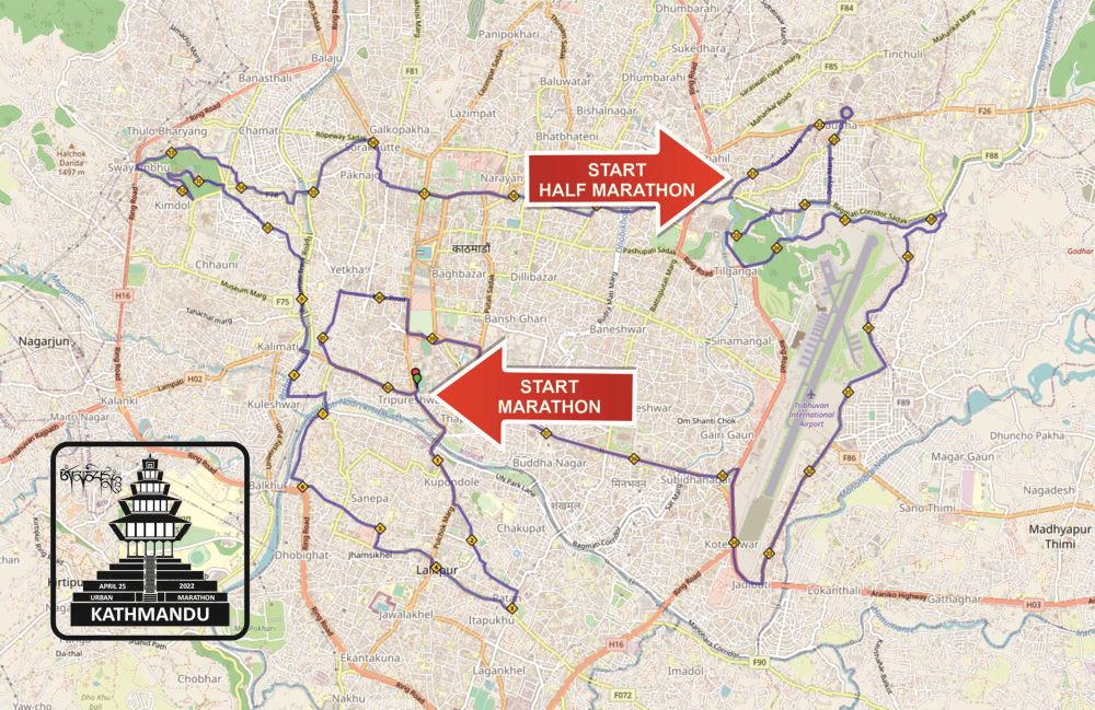 Kathmandu Urban Marathon Mappa del percorso