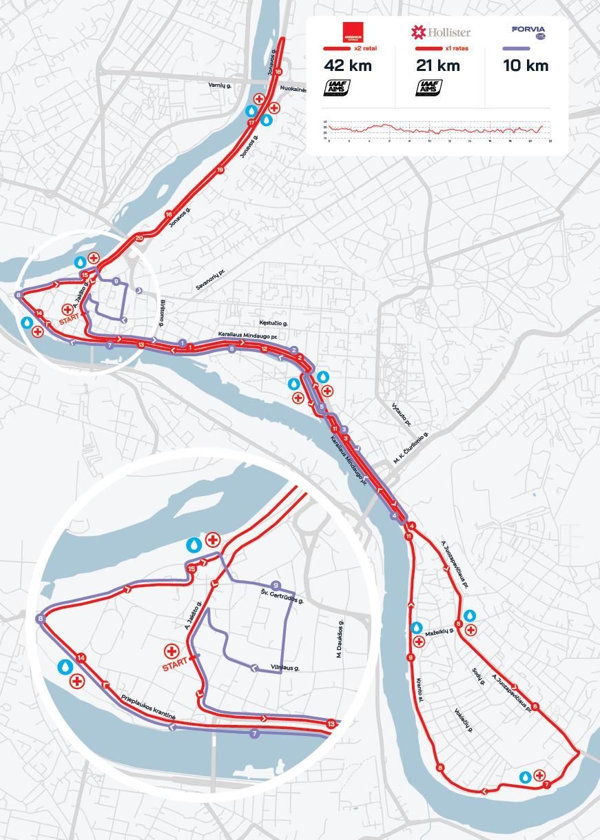 Kaunas Marathon Mappa del percorso