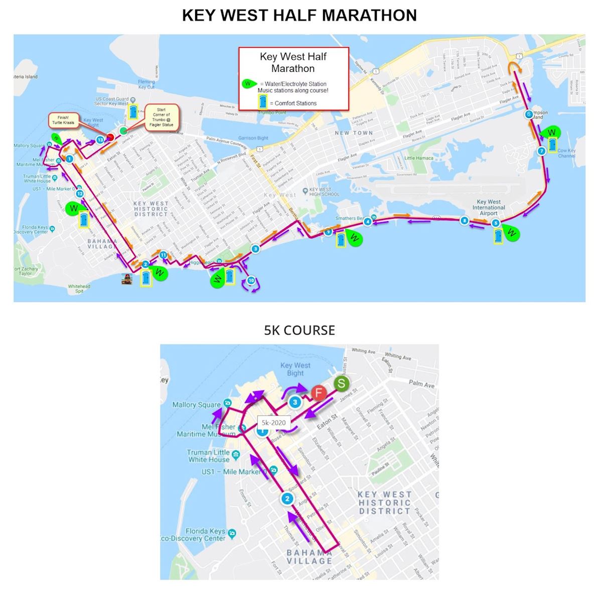 Key West Half Marathon Routenkarte