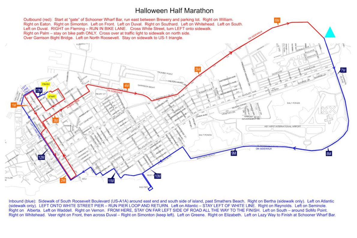 Key West Halloween Half Marathon Routenkarte