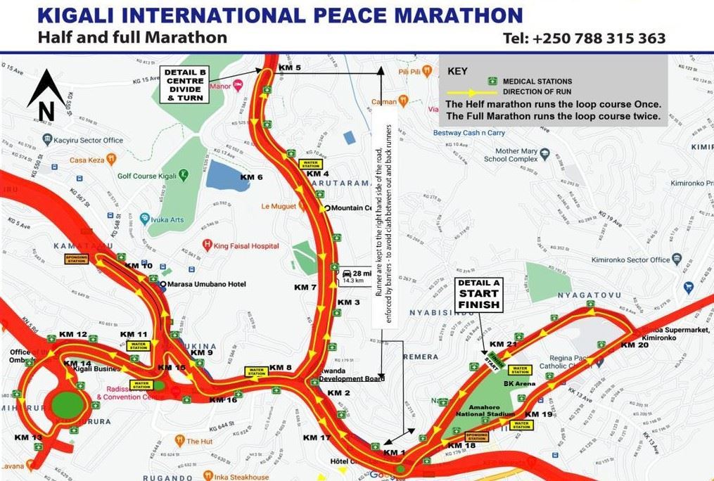 International Peace Marathon of Kigali Routenkarte