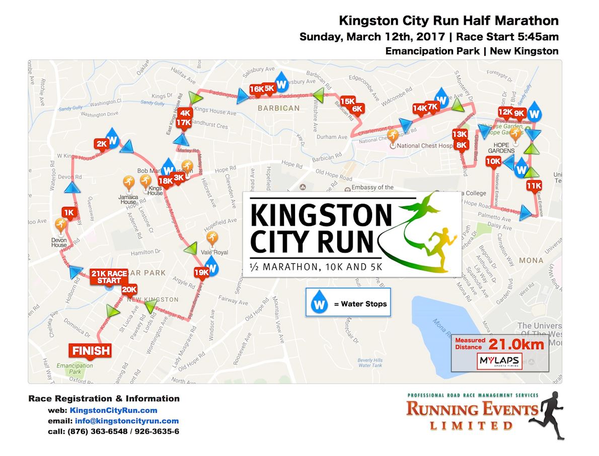 Kingston City Marathon Mappa del percorso