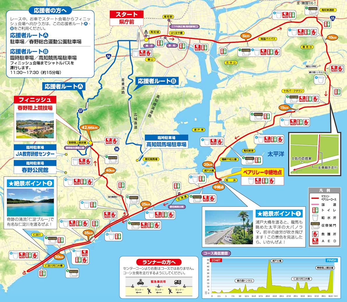 Kochi Ryoma Marathon Mappa del percorso