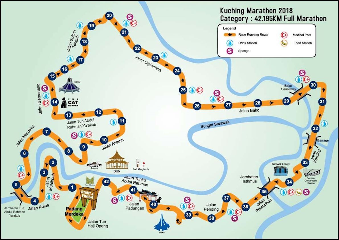 Kuching Marathon MAPA DEL RECORRIDO DE