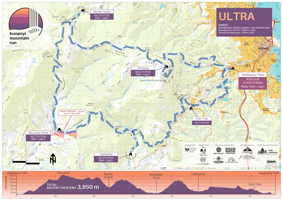 Kunanyi Mountain Run Route Map