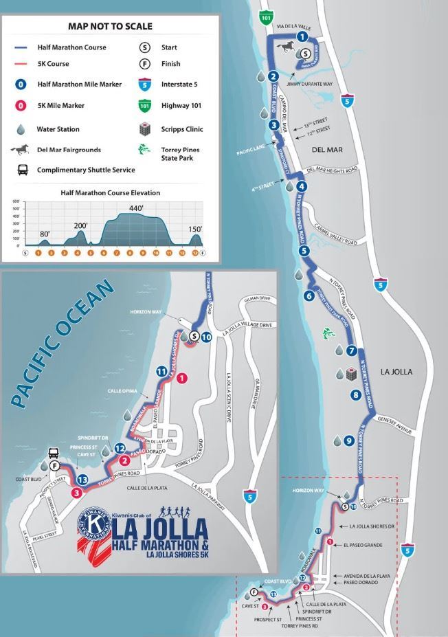 La Jolla Half Marathon & 5K Route Map