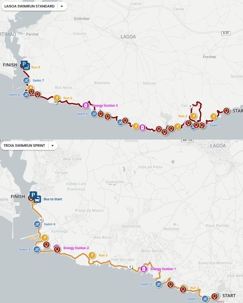 Lagoa Swimrun Routenkarte