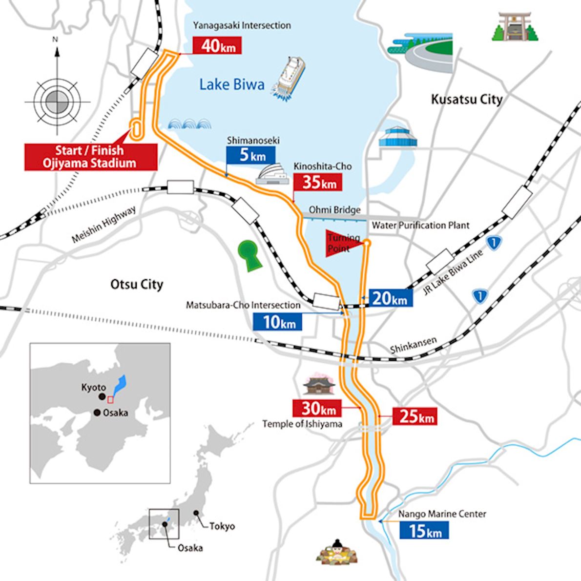 Lake Biwa Mainichi Marathon Mappa del percorso