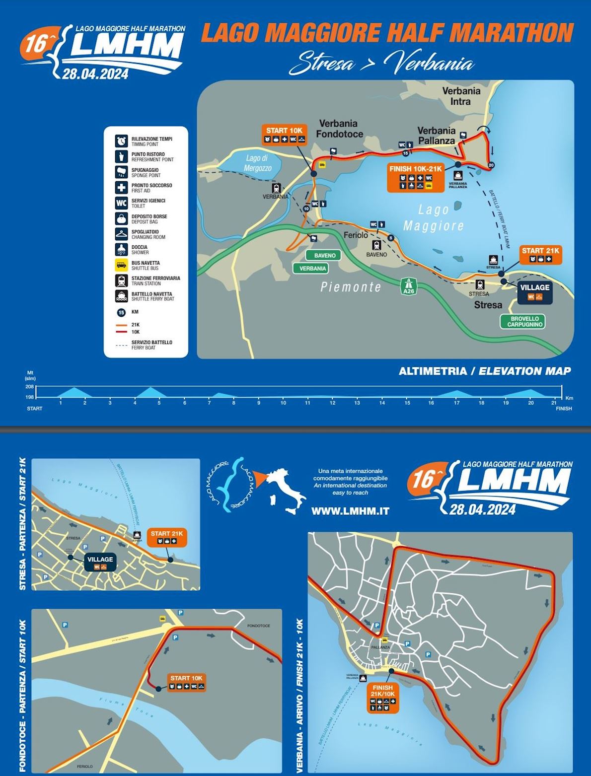 Lake Maggiore Half Marathon Routenkarte