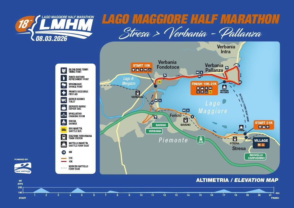 Lake Maggiore Half Marathon Mappa del percorso