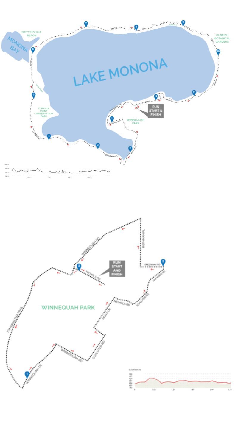 Lake Monona 20K and 5K 路线图