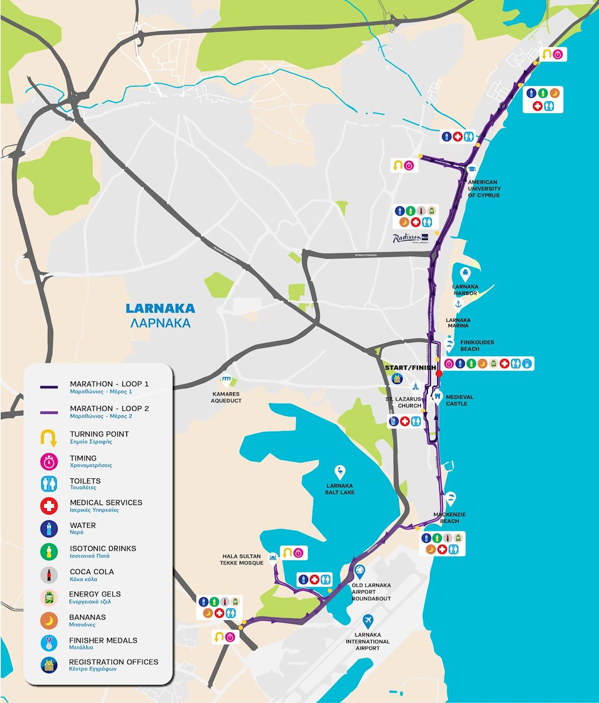 Radisson BLU Larnaka International Marathon Mappa del percorso