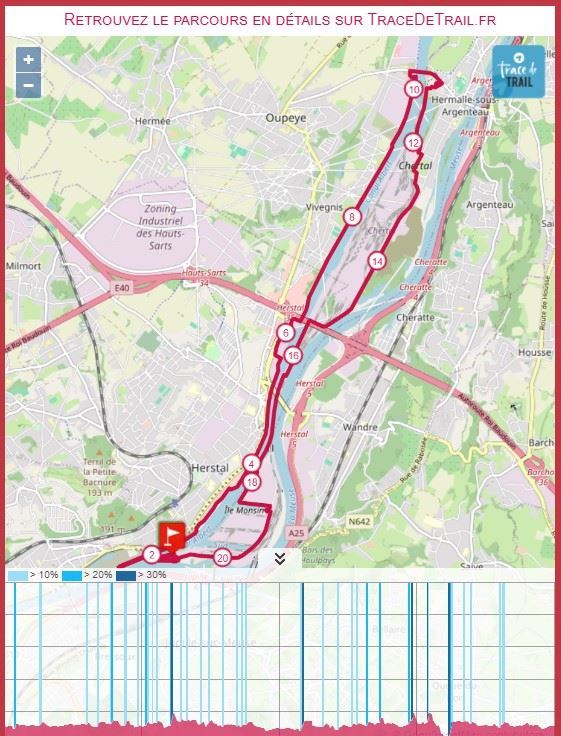 Le semi-marathon de la Province de Liège Routenkarte