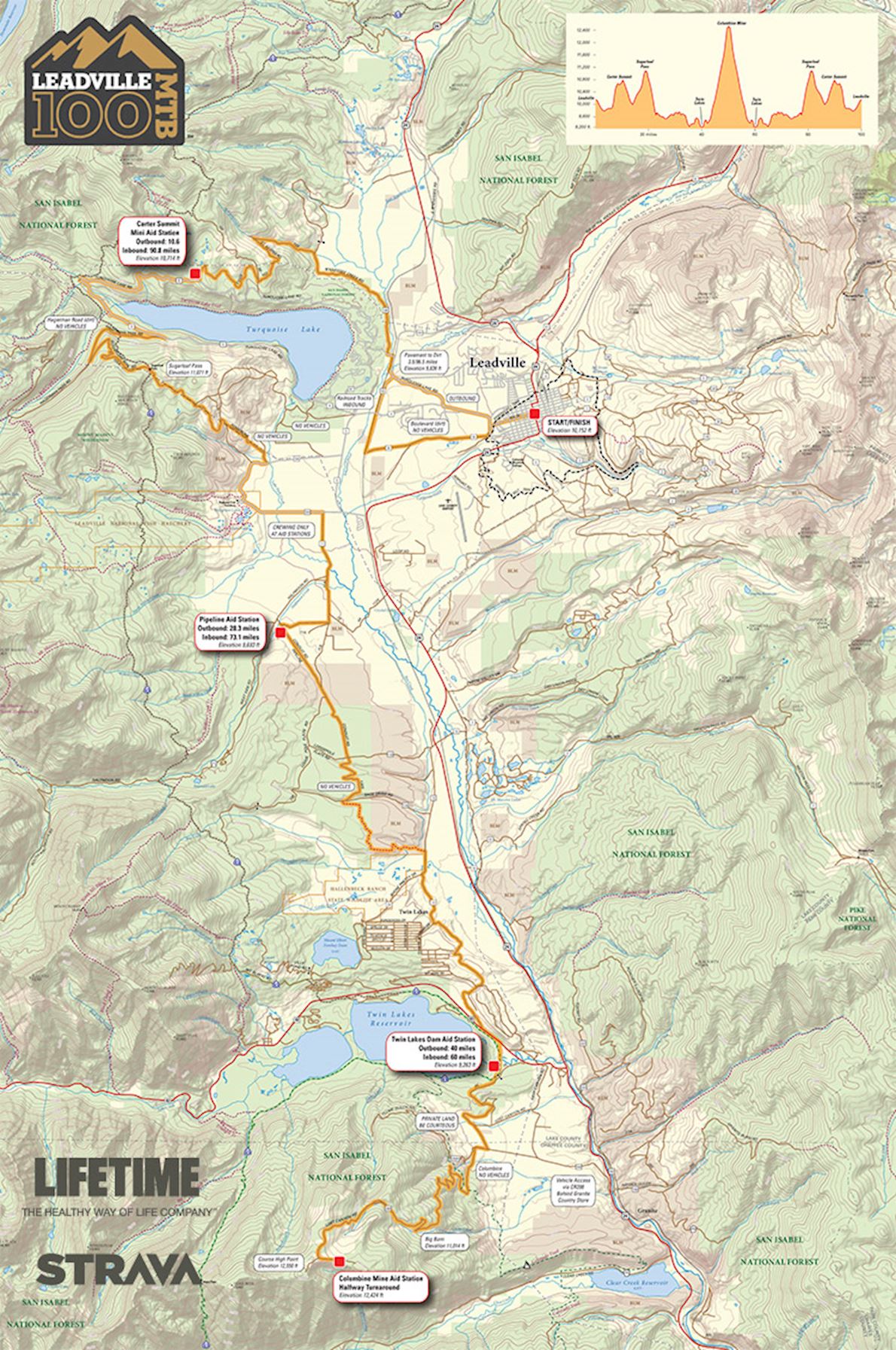 Leadville Trail 100 Aug 10 2019 World S Marathons   2013 Leadville Trail 100 MTB Course Map 1190 