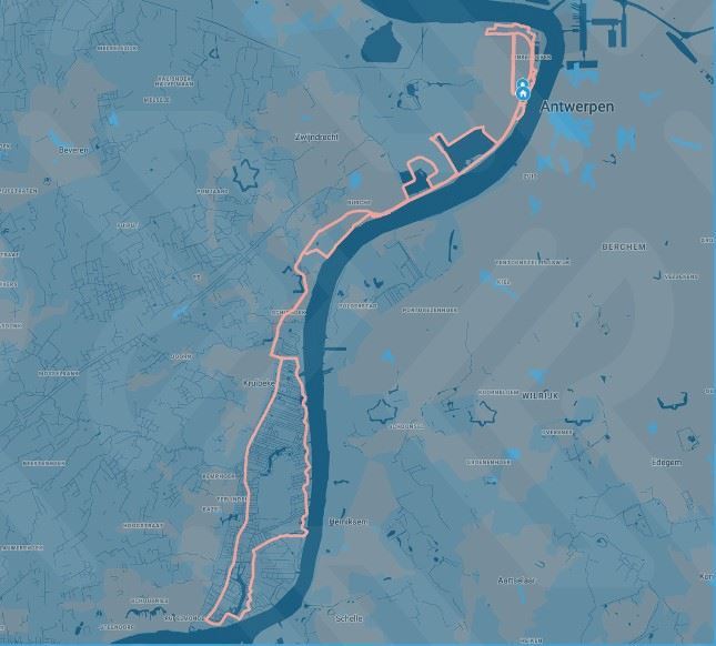 Linker Oevert Marathon Antwerpen Mappa del percorso