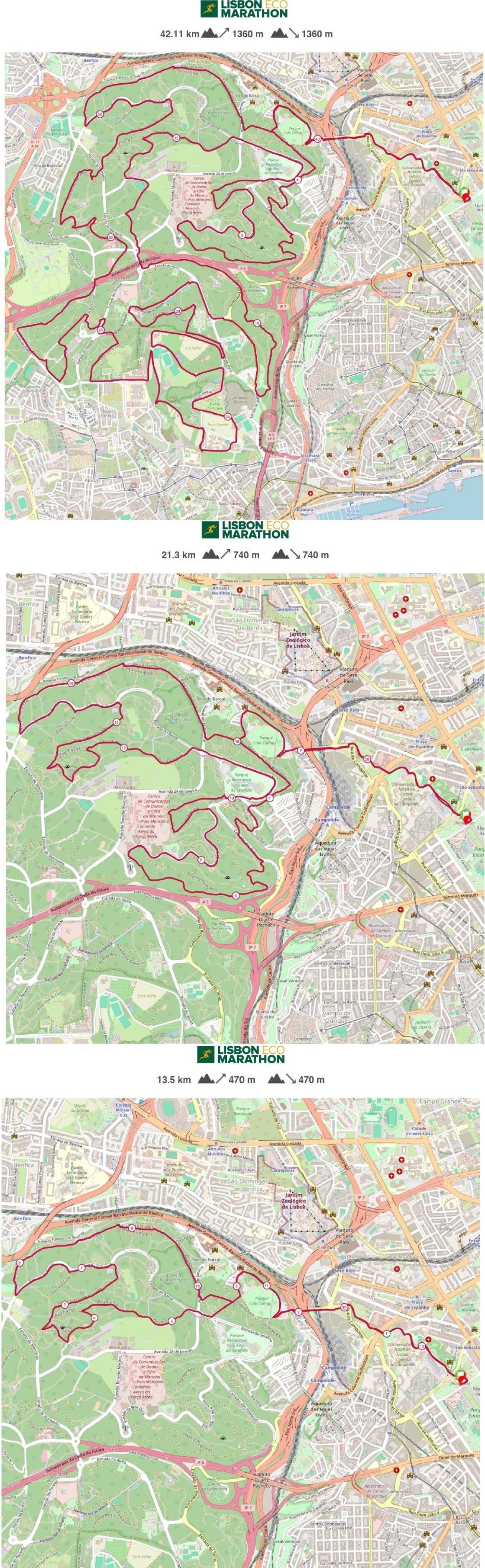 Lisbon Eco Marathon Routenkarte