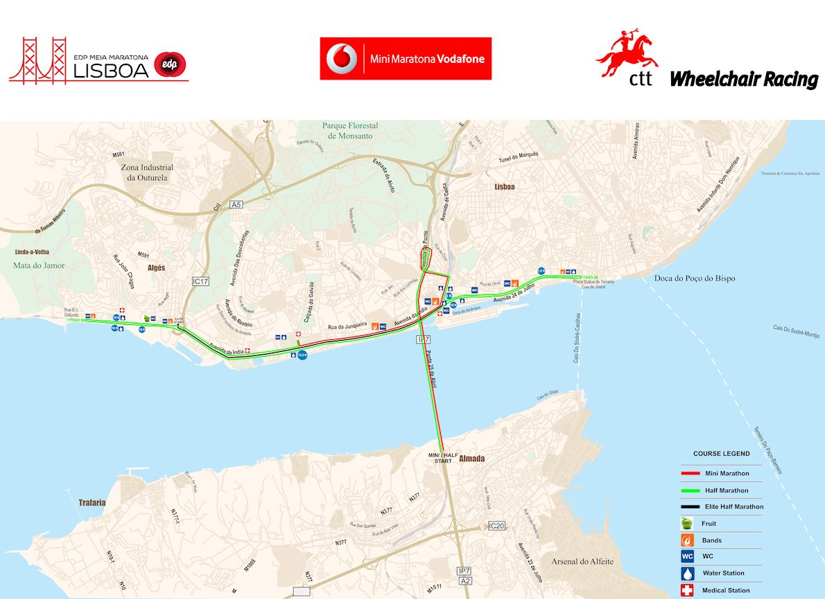 EDP Lisbon Half Marathon Routenkarte