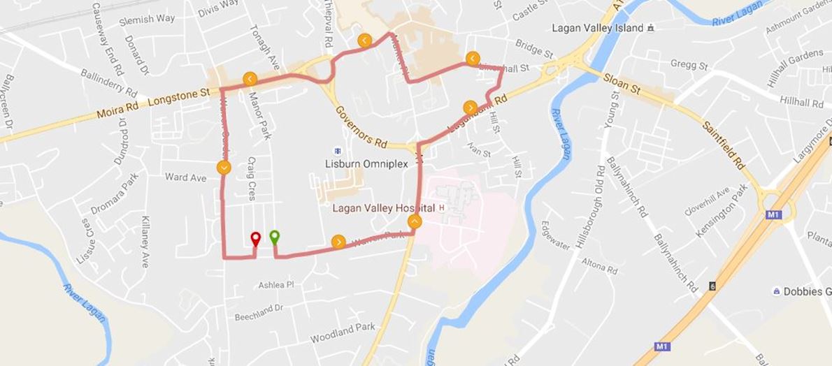 Lisburn Half Marathon Route Map