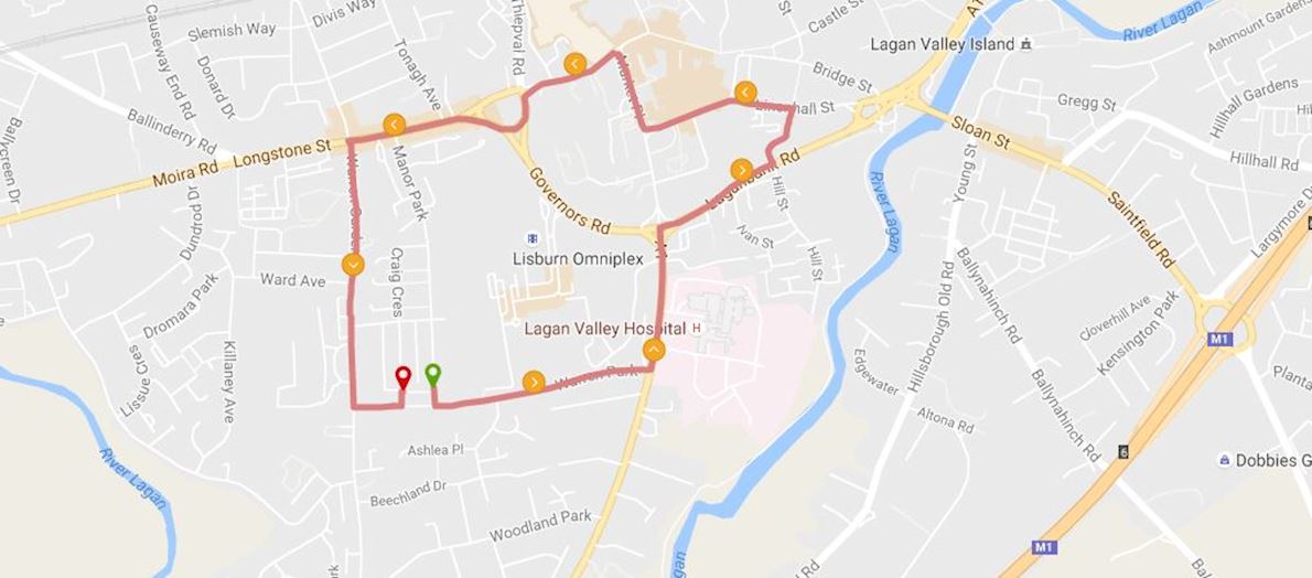 Lisburn Half Marathon MAPA DEL RECORRIDO DE