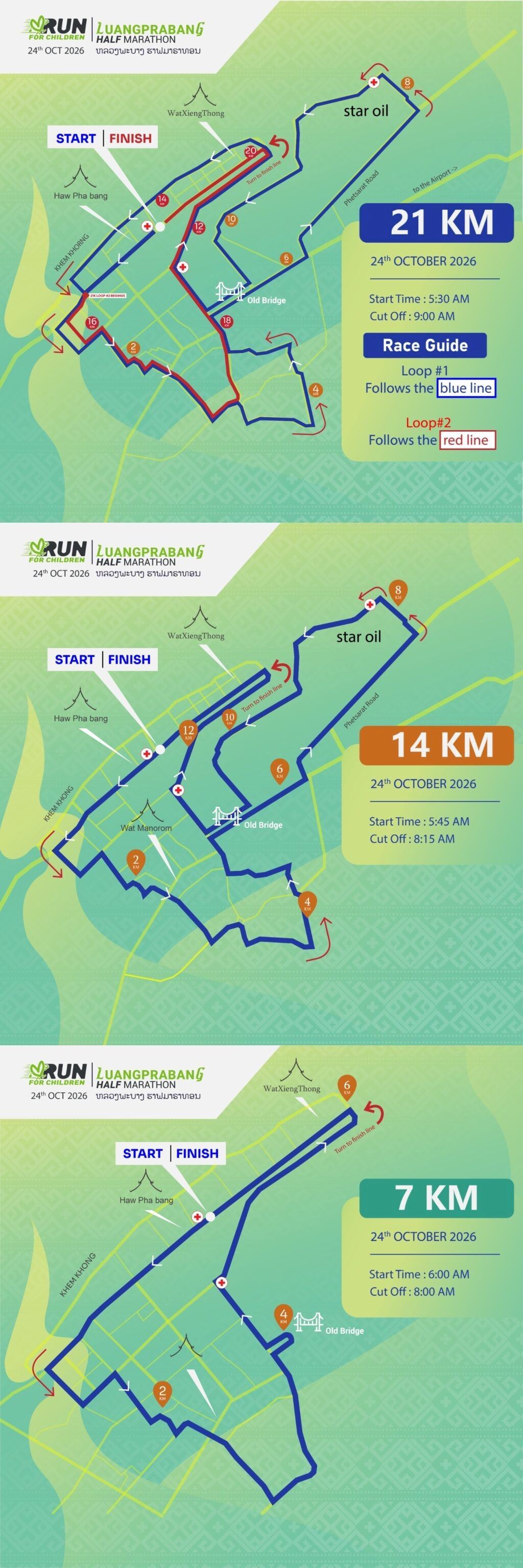 Luang Prabang Half Marathon Routenkarte